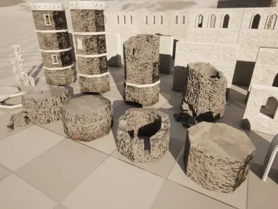 Medieval Modular Castle Low-poly 3D model