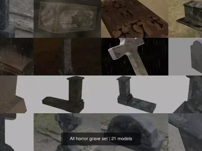 All horror grave set 3D Model Pack