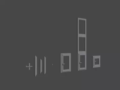 Modular windows Low-poly 3D model