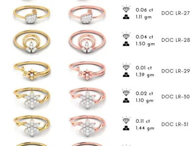  light weight ladies rings  3D print model