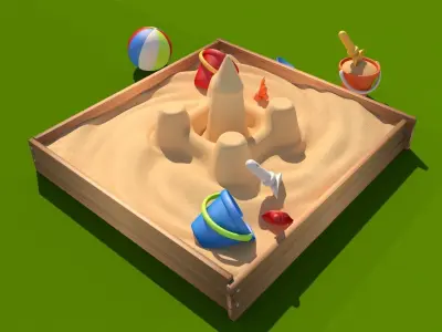 Sandbox with Sand Castle 3D model