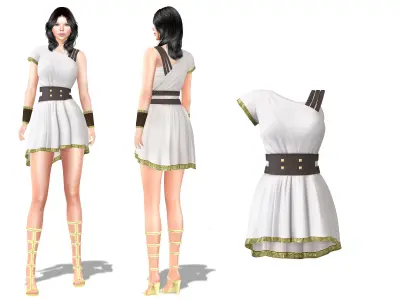 Female Roman Gladiator Mini Outfit Low-poly 3D model
