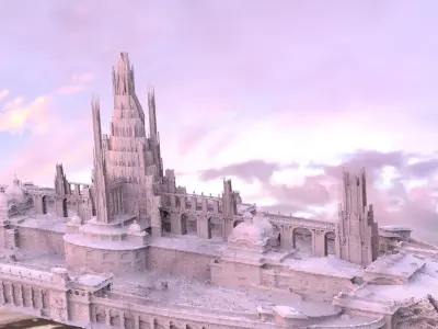 Ancient fantasy architecture long city 3D model 3D model