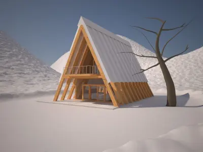 Chalet in the snow 3D model