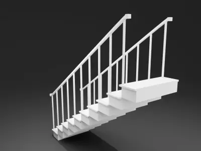 Simple stairs with railings 3D model