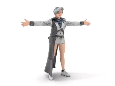 Steampunk Character Model Pack with Detailed Wardrobe Low-poly 3D model