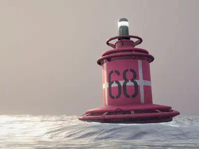 Buoy River RB-4-02 Right Danger Mark Low-poly 3D model