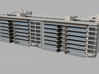Glass building exterior Low-poly 3D model