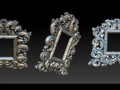 3D Frame - Wood Carving STL Model for CNC Router 3D print model
