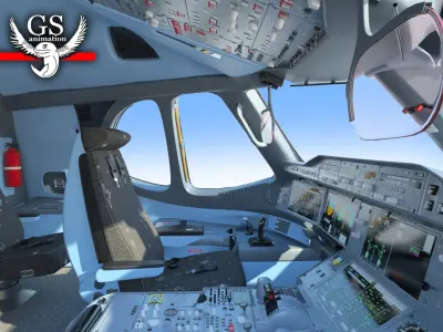  Airbus A350 airplane cockpit high detallization VR 