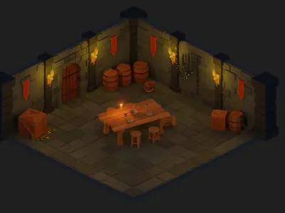 Low Poly Modular Dungeon Pack Low-poly 3D model