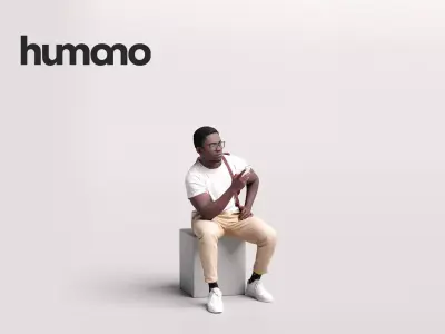 Humano Sitting Man with Phone 2203-11 3D model