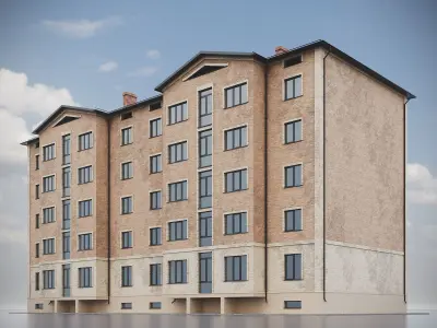 Brick Residential Building 011 3D model