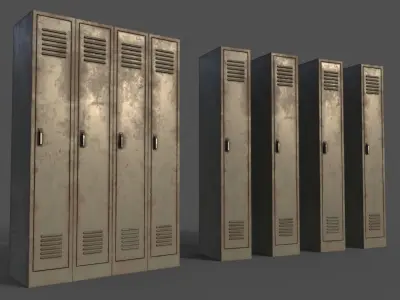 PBR School Gym Locker 02 - Pale Green Low-poly 3D model