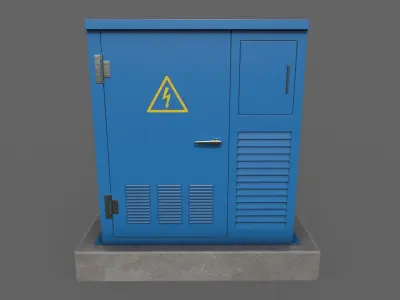 PBR Electric Box Blue Low-poly 3D model