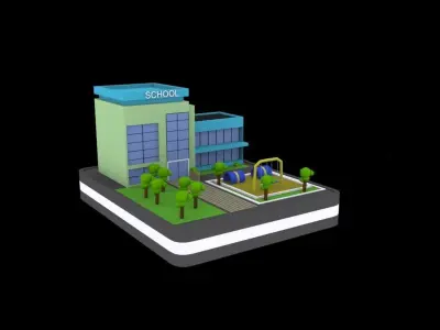 schools low poly pack Low-poly 3D model