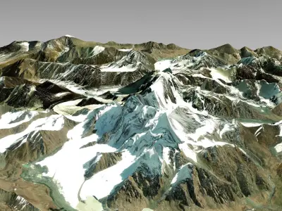 Mountain landscape Bogdo Ula Peak 3D model