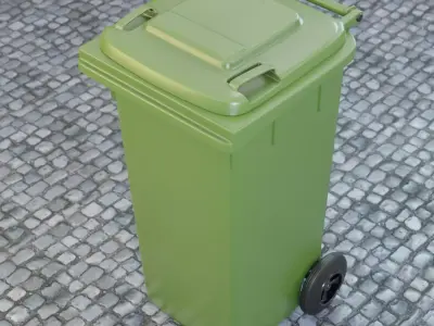 New Green Recycle bin Low-poly 3D model