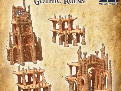 Modular Gothic Ruins  Tabletop Terrain 28 mm 3D print model
