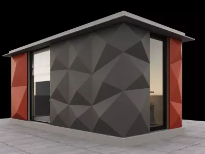 Backyard office with furniture 3D model