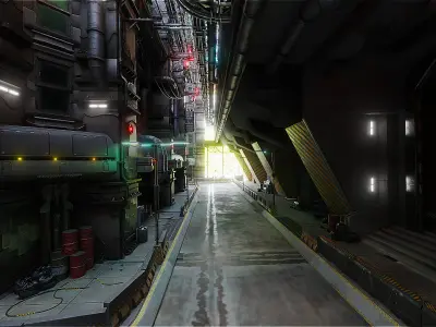 Cyberpunk Futuristic Sci-Fi Street Scene 3D model