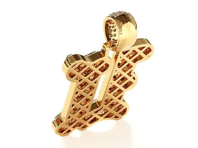 Tattoo fonts U alphabet pendent 3D print model