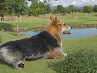  Tricolor Welsh Corgi Pembroke Resting Pose Fur for Cinema 4D 