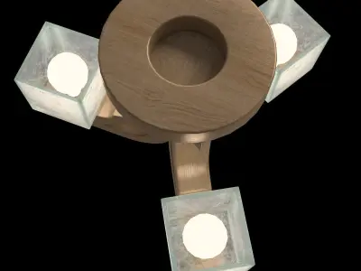 Wooden chandelier Triangular 3D model