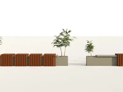 Urban Furniture Bench Set 3D model