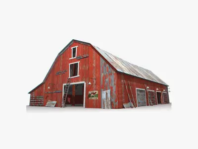 Old Barns Collection Low-poly 3D model