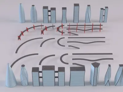 Cyberpunk Buildings Collection 3D model