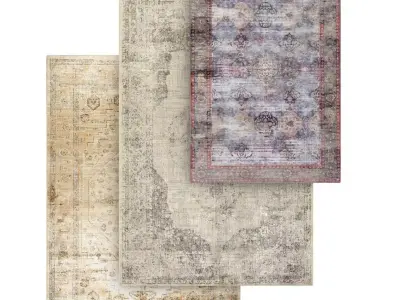 zara vintage rugs set 3D model