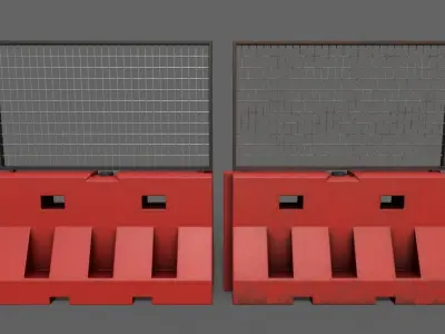 PBR Traffic Barrier Red Low-poly 3D model