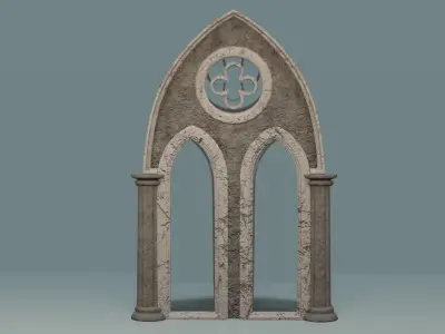 Window Set gothic arch Low-poly 3D model