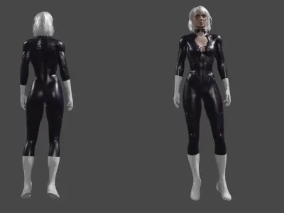 Black Cat Classical Costume - ANIMATED Low-poly 3D model