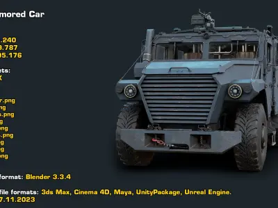  4 Armored Military Cars with Interior Realtime Pack 