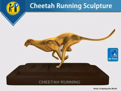 Leopard Running Sculpture  V1- 3D printable sculpture 3D print model
