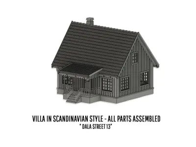 BUILD-0047 Villa Dalagatan in 4 variations H0-scale 3D print model