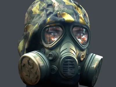 Gas mask helmet 3d model military combat fantasy cyborg Low-poly 3D model