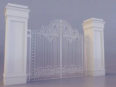 Medieval gate - game assets Low-poly 3D model
