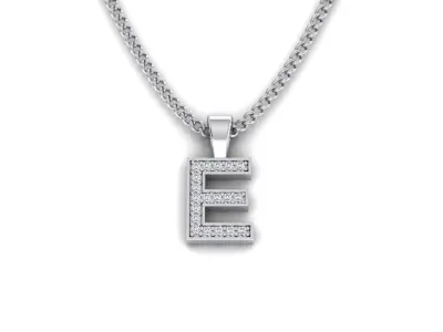 Pendant E letter with diamonds 3D print model