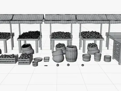 Marketplace - Old Shop - Cartoon Style Low-poly 3D model