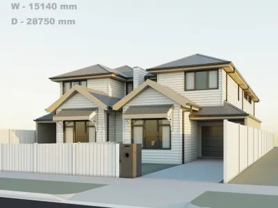 Double story house and Suburban house for backgrounds 3D Model Pack