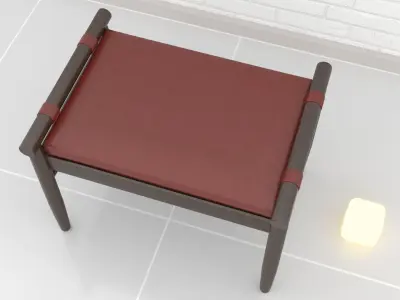 armchair-chair wooden stool 3D model