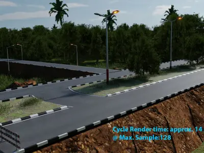 Forest Highway Road with Day-Night Simulation 3D model