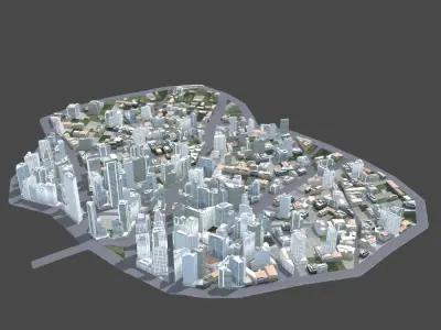 City Scene Low-poly 3D model