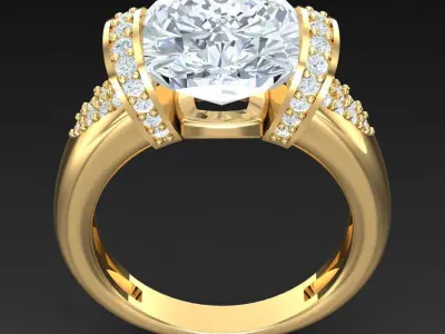 Light Gold Diamond Men Ring 2MR046 3D model