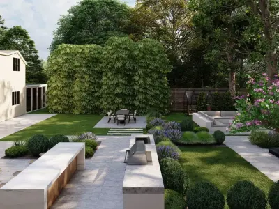 Garden Landscape 3D Model - SketchUp and Lumion Scene 3D model 3D model