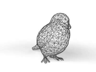 Sparrow Wireframe Low-poly 3D model
