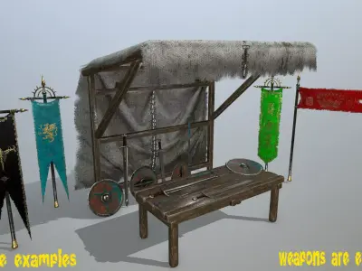 market  bench Low-poly 3D model